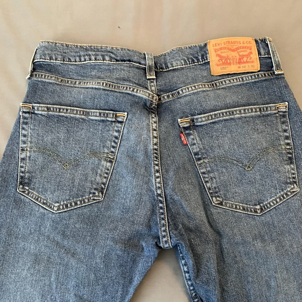 Levis 502 Jeans Mens 33x30 Blue Medium Wash Tapered‎ Leg Stretch Denim Pants